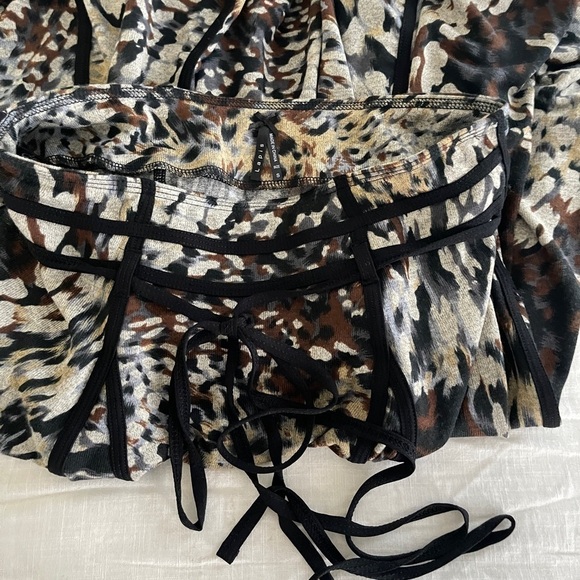 Lapis Animal Print A-Line Full Mid Rise Soft Flowy‎ Boho Knee Length Swing Skirt - Picture 5 of 10